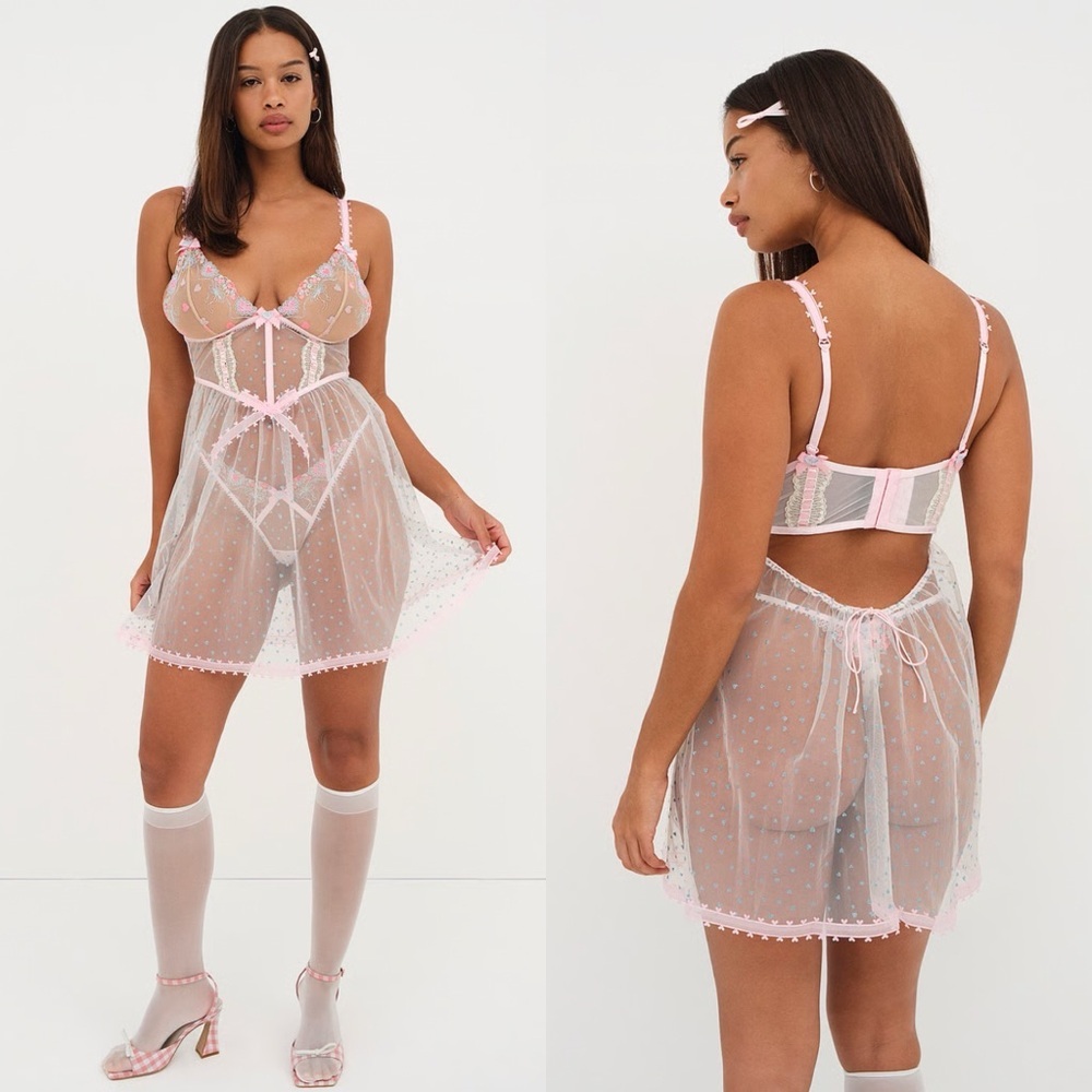 FOR LOVE & LEMONS / NWT Gabriella Slip Dress Lingerie Slip Nightgown Hearts